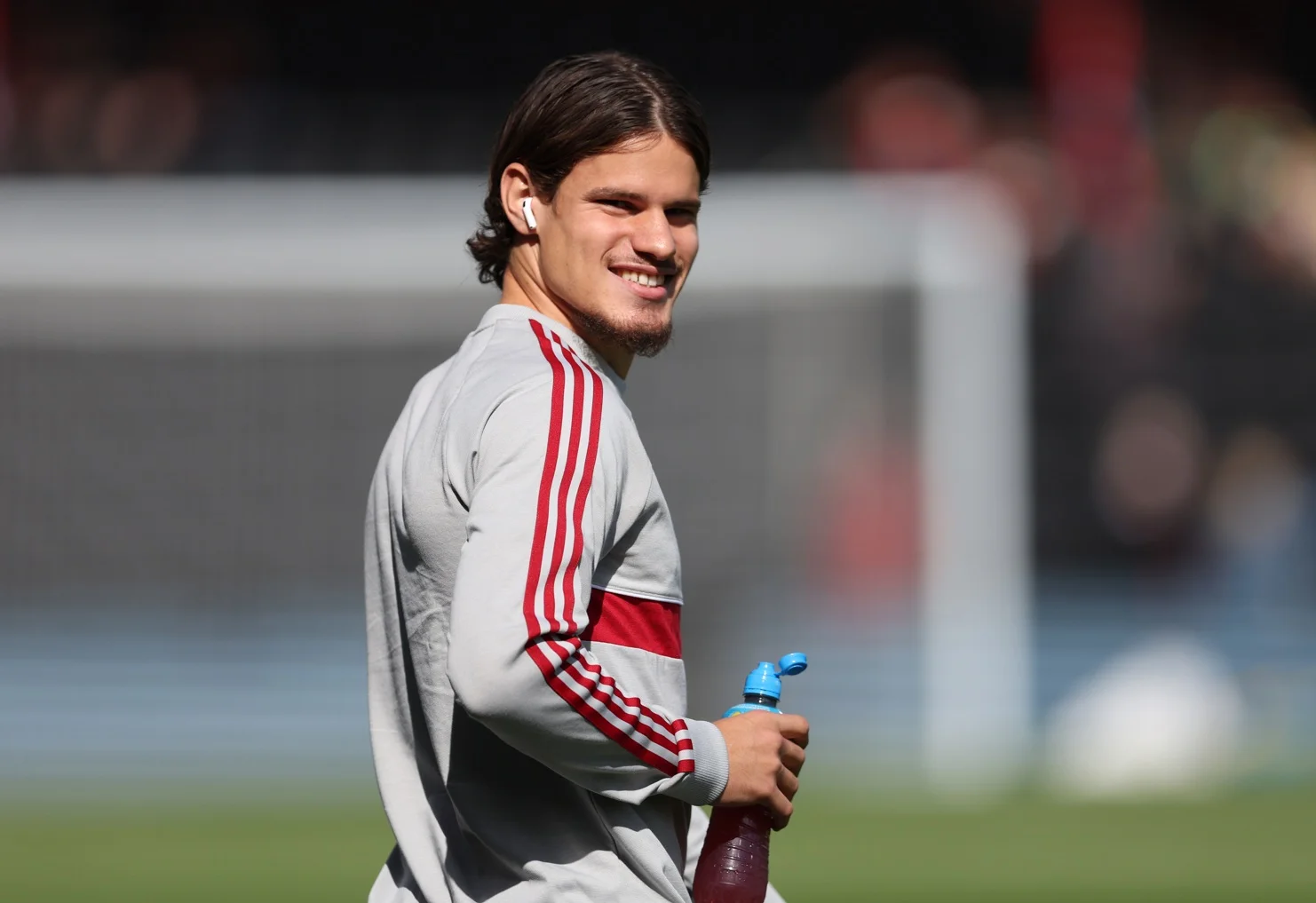 Milos Kerkez pictured during the warm-ups prior to Liverpool's match at Bournemouth